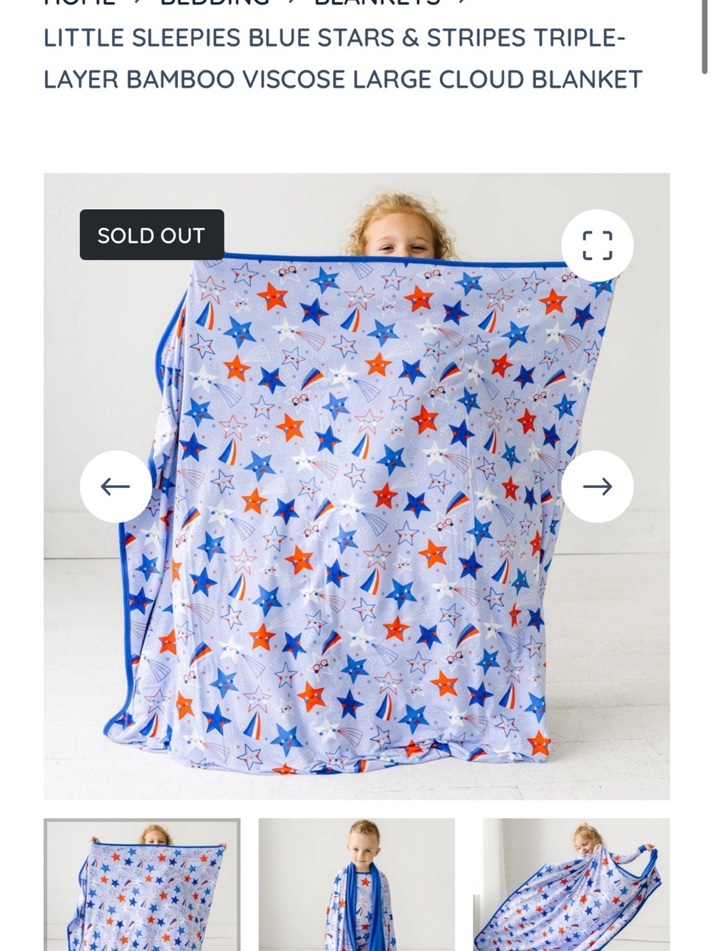 Little Sleepies Red & Blue Star Print Blanket